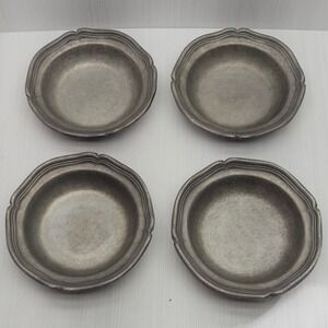 Wilton Country Ware 1974 Pewter Style Scalloped Bowls Set of 4 Model 335
